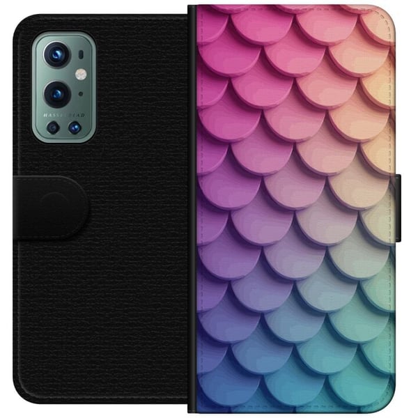 Kompatibelt Lommeboketui til OnePlus 9 Pro Skjellete pastellmønster med myke overlappende former i rosa, lilla og blå toner som skaper et harmonisk,