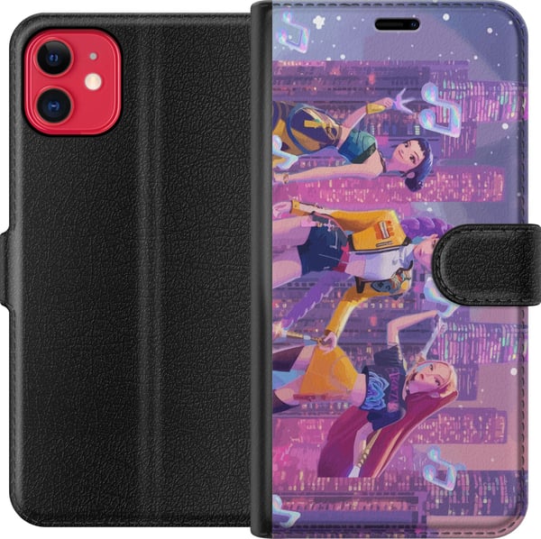 Yhteensopiva Lompakkokotelo Apple iPhone 11 Futuristinen K-pop-tyttöryhmä Demon Huntersista neon kaupungissa, jossa on popkulttuuria ja synkkää fanta