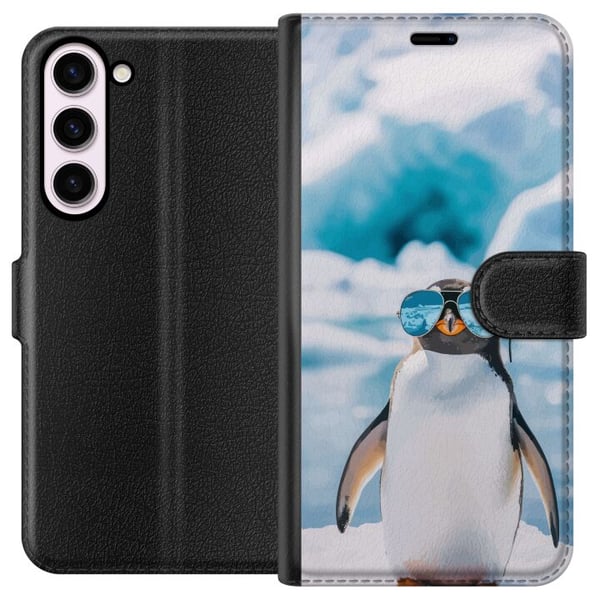 Kompatibelt Lommeboketui til Samsung Galaxy S23+ Pingvin med briller morsomt vinterdesign humoristisk kald stil med is hav og en trendy moderne følel