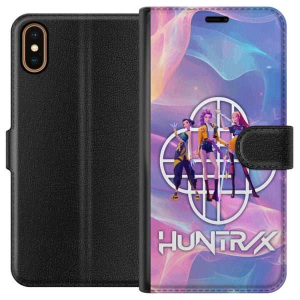 Kompatibelt Plånboksfodral till Apple iPhone X Huntrix Neon Trio Kpop Demon Hunter Färgstark futuristisk design med tre kvinnliga hjältar i pastell o