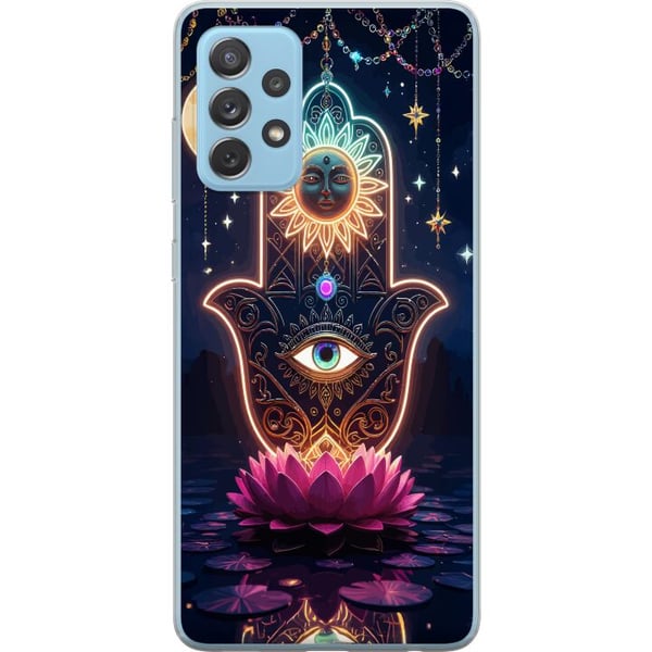 Kompatibelt Mobildeksel til Samsung Galaxy A52 5G Symbolisk håndillustrasjon med øye, blomst og lys Kompatibelt Mobildeksel til Samsung Galaxy A52 5G Symbolisk håndillustrasjon med øye, blomst og lys