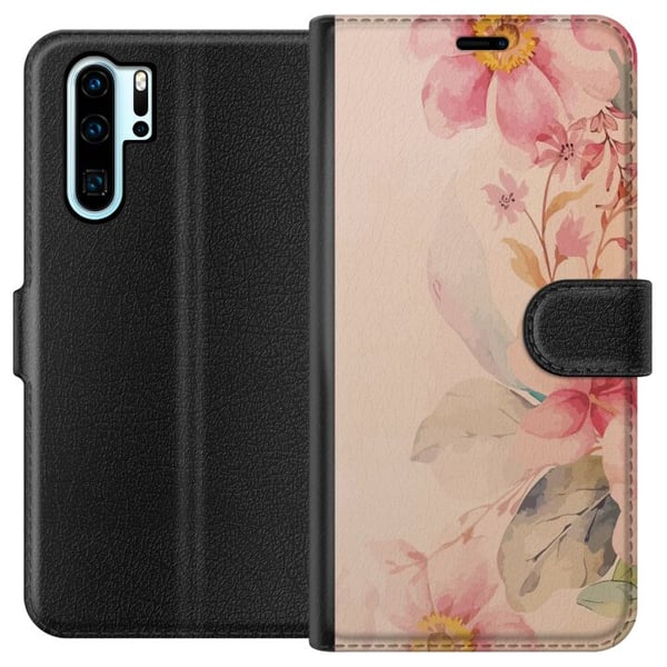 Kompatibel Tegnebogsetui til Huawei P30 Pro Farverige Blomster