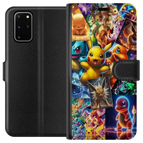 Kompatibelt Plånboksfodral till Samsung Galaxy S20+ Pokémon illustration – Pikachu, Eevee och Charmander i färgstark design