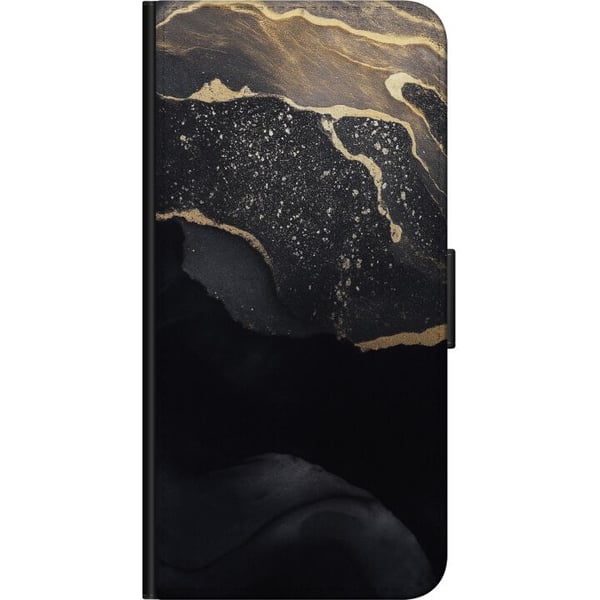 Kompatibel Tegnebogsetui til Motorola Moto G9 Play Sort guld abstrakt