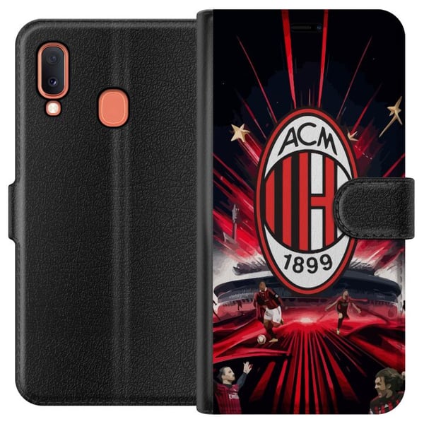 Kompatibelt Plånboksfodral till Samsung Galaxy A20e AC Milan Kompatibelt Plånboksfodral till Samsung Galaxy A20e AC Milan