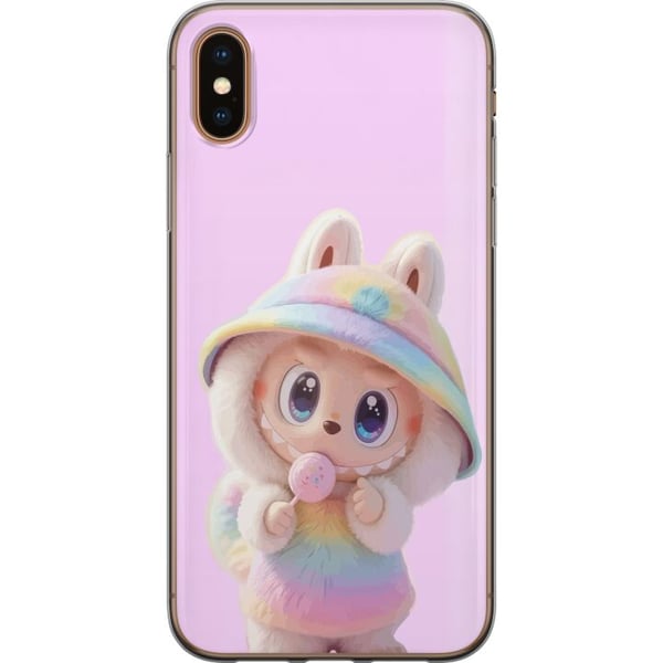 Kompatibelt Mobildeksel til Apple iPhone XS Rainbow Bunny Cutie – søtt motiv med pastellfarger og søt figur i hettegenser
