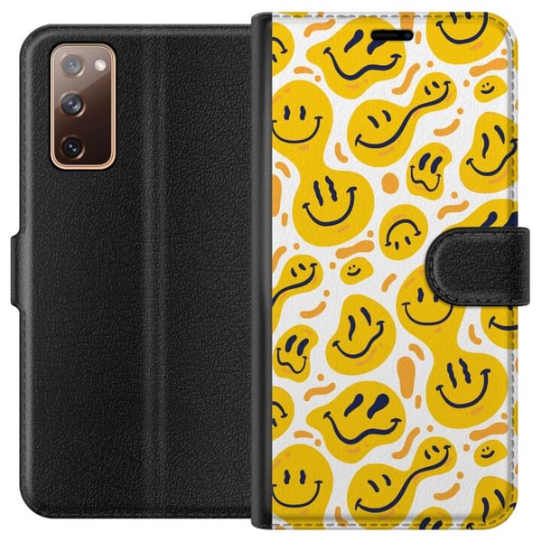 Kompatibel Tegnebogsetui til Samsung Galaxy S20 FE Legende smileymønster med gule former i moderne grafisk stil