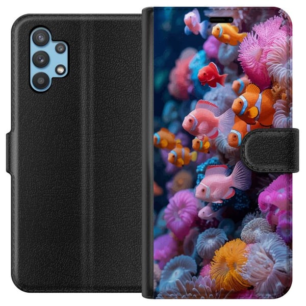 Kompatibelt Plånboksfodral till Samsung Galaxy A32 5G Fish Coral Ocean Sea Underwater