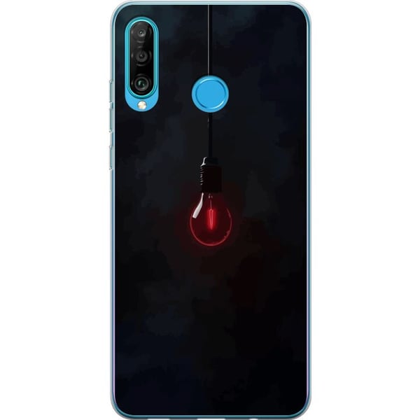 Kompatibelt Mobilskal till Huawei P30 lite Mörkröd glödlampa i mörk miljö elegant futuristisk design med konstnärlig touch för dig som gillar minimal