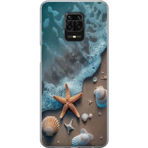 Kompatibel Mobilcover til Xiaomi Redmi Note 9S Søstjerne og muslinger stranddesign med rolige bølger hav og sand inspireret af feriestemning natur og