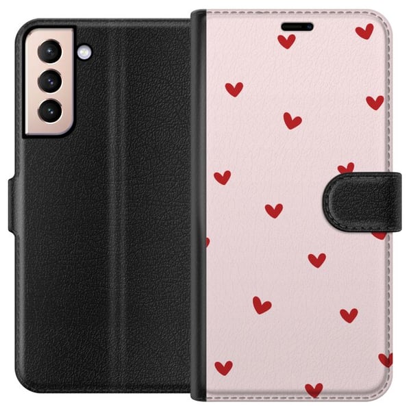 Kompatibelt Lommeboketui til Samsung Galaxy S21 Hjerter