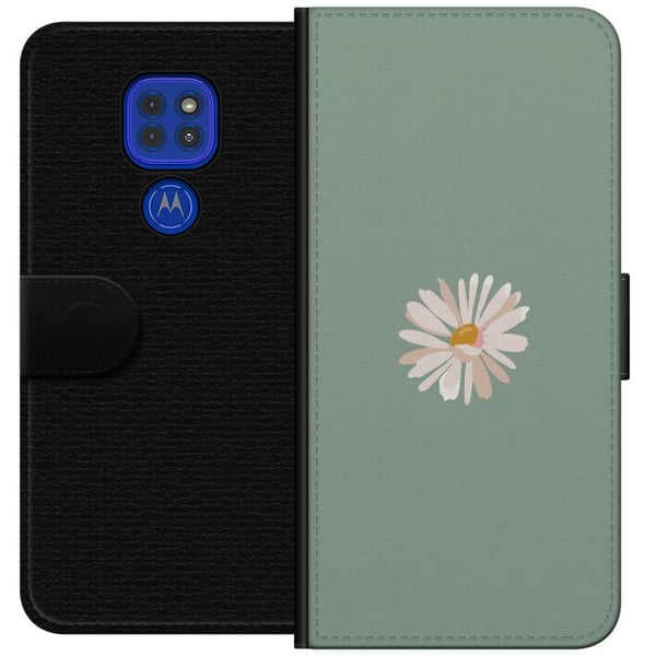 Kompatibel Tegnebogsetui til Motorola Moto G9 Play Grøn Minimalblomst - stilfuld blomst på grøn baggrund