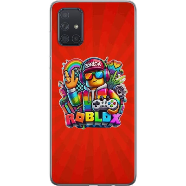 Kompatibel Mobilcover til Samsung Galaxy A71 Roblox-figur med spilcontroller og regnbuefarver, livligt gamingdesign til spilentusiaster