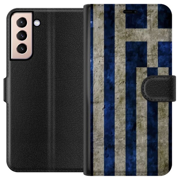 Yhteensopiva Lompakkokotelo Samsung Galaxy S21 Kreikan lippuaiheinen taide sinivalkoisella vintagekuviolla Kreikasta ja klassisesta muotoilusta pitäv Yhteensopiva Lompakkokotelo Samsung Galaxy S21 Kreikan lippuaiheinen taide sinivalkoisella vintagekuviolla Kreikasta ja klassisesta muotoilusta pitäv