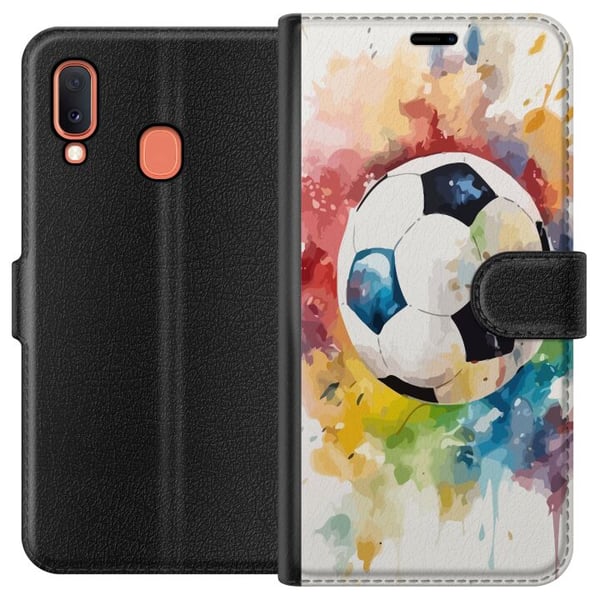 Kompatibelt Plånboksfodral till Samsung Galaxy A20e Fotboll Kompatibelt Plånboksfodral till Samsung Galaxy A20e Fotboll