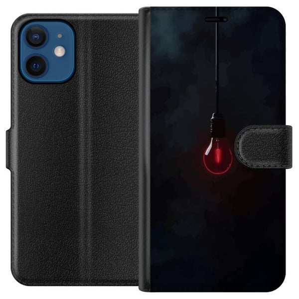 Kompatibelt Lommeboketui til Apple iPhone 12 Mørkerød lyspære i mørkt miljø, elegant futuristisk design med kunstnerisk touch for deg som liker minim