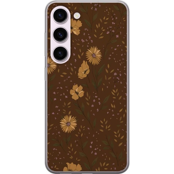 Kompatibel Mobilcover til Samsung Galaxy S23 Retro blomstermønster brun baggrund blomster vintage 70’er-stil boheme tapetdesign tryk