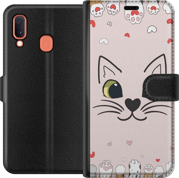 Kompatibelt Lommeboketui til Samsung Galaxy A20e Mjooo Katt