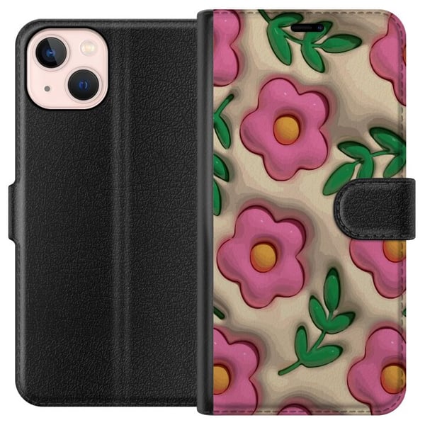 Kompatibelt Lommeboketui til Apple iPhone 13 mini Boblende Blomster Kompatibelt Lommeboketui til Apple iPhone 13 mini Boblende Blomster