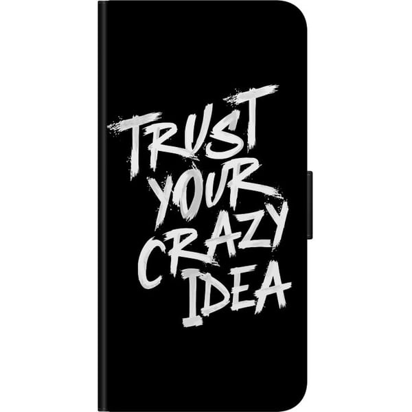 Kompatibelt Lommeboketui til Samsung Galaxy A03s Svart-hvitt tekstdesign med budskapet Trust Your Crazy Idea i kraftfull penselstil som inspirerer ti