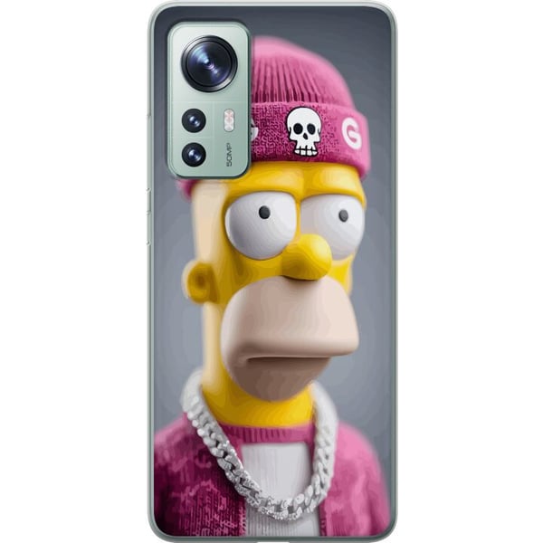 Yhteensopiva Puhelinkuori Xiaomi 12 Homer Simpsonin inspiroima hahmo, jolla on vaaleanpunainen pipo, ketju ja katutyyli – täydellinen Simpsons-faneil