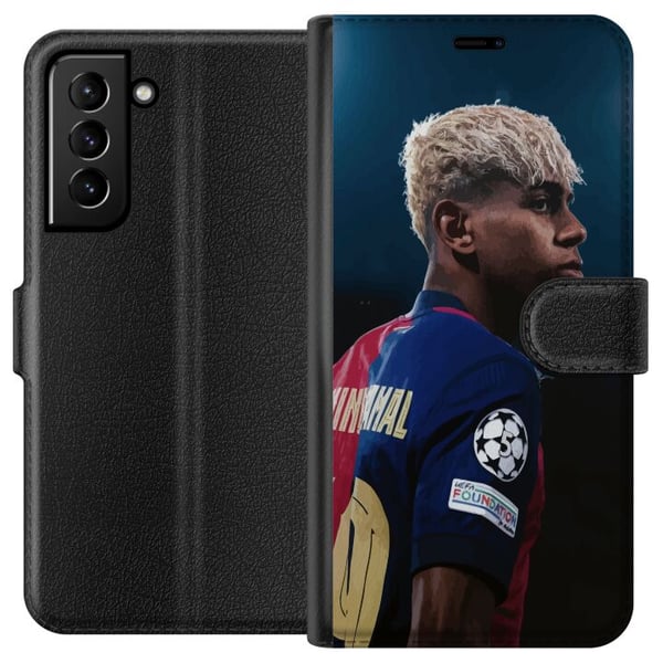 Yhteensopiva Lompakkokotelo Samsung Galaxy S21+ 5G Lamine Yamal - Barcelonan ihmelapsi fokuksessa Yhteensopiva Lompakkokotelo Samsung Galaxy S21+ 5G Lamine Yamal - Barcelonan ihmelapsi fokuksessa