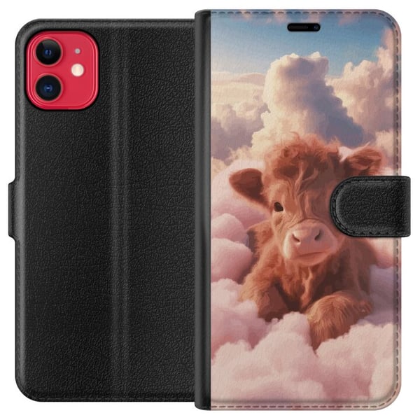 Kompatibel Tegnebogsetui til Apple iPhone 11 Sød kalv blandt skyer drømmeagtigt rosa design med bløde farver varm følelse af ro tryghed glæde og fant Kompatibel Tegnebogsetui til Apple iPhone 11 Sød kalv blandt skyer drømmeagtigt rosa design med bløde farver varm følelse af ro tryghed glæde og fant