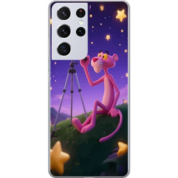 Kompatibelt Mobilskal till Samsung Galaxy S21 Ultra 5G Pink Panther Stars med den rosa pantern bland stjärnor ett retro och charmigt motiv Kompatibelt Mobilskal till Samsung Galaxy S21 Ultra 5G Pink Panther Stars med den rosa pantern bland stjärnor ett retro och charmigt motiv