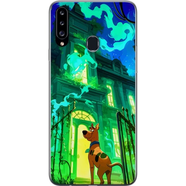 Yhteensopiva Puhelinkuori Samsung Galaxy A20s Scooby Doo kummitustalo-juliste sarjakuva mysteeri koira aave vihreä karmiva Halloween retro sarja taid