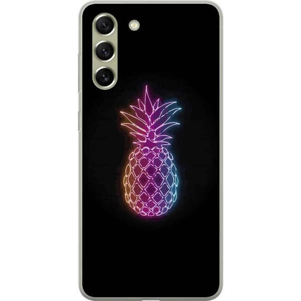 Kompatibelt Mobildeksel til Samsung Galaxy S21 FE 5G Neonillustrasjon av ananas i fargerikt lys mot svart bakgrunn i leken design Kompatibelt Mobildeksel til Samsung Galaxy S21 FE 5G Neonillustrasjon av ananas i fargerikt lys mot svart bakgrunn i leken design