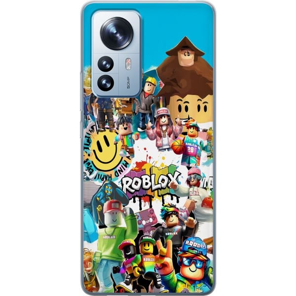 Yhteensopiva Puhelinkuori Xiaomi 12 Pro Roblox Party värikäs kuvitus, jossa on pelihahmoja ja pelienergiaa kaikille faneille