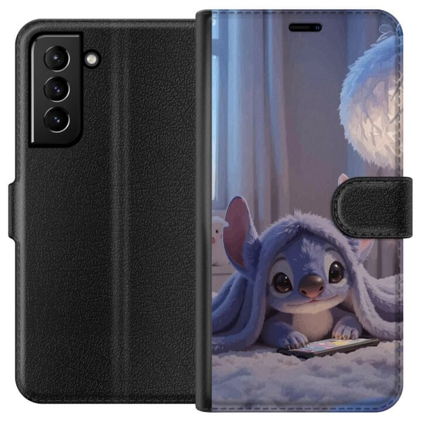 Kompatibelt Lommeboketui til Samsung Galaxy S21+ 5G Stitch under et teppe med telefon, kveldskos i blå toner, sjarmerende drømmeaktig design for alle Kompatibelt Lommeboketui til Samsung Galaxy S21+ 5G Stitch under et teppe med telefon, kveldskos i blå toner, sjarmerende drømmeaktig design for alle