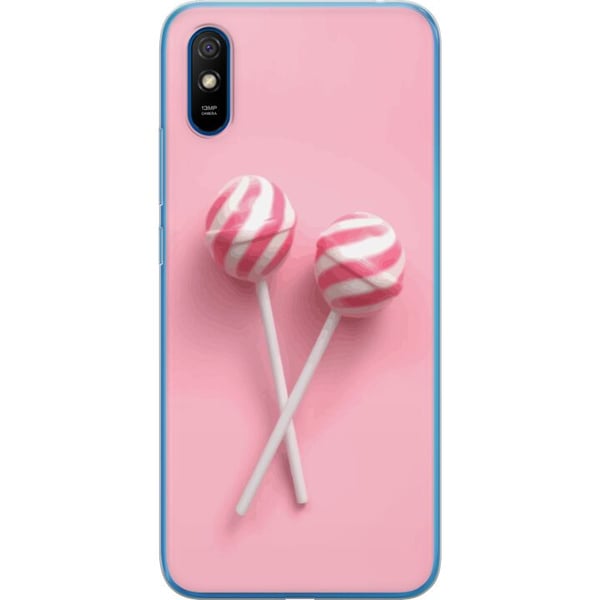 Kompatibel Mobilcover til Xiaomi Redmi 9A Lyserøde slikkepinde og slikdesign – Sødt pastelmotiv til trendy accessories
