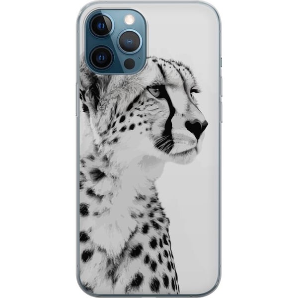 Kompatibel Mobilcover til Apple iPhone 12 Pro Stilrent sort-hvidt nærbillede af en gepard med et roligt blik, elegante markeringer og et ædelt udtryk