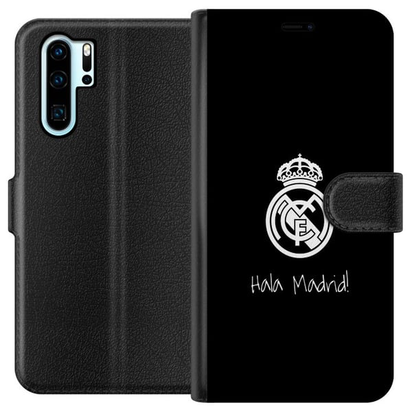 Yhteensopiva Lompakkokotelo Huawei P30 Pro Real Madrid Emblem Fotboll Stolthet Vit Guld Klubbmärke