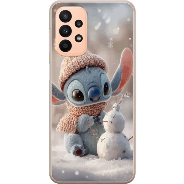 Kompatibelt Mobildeksel til Samsung Galaxy A23 Stitch snømann vinter søt blå alien kawaii jul koselig snø søt høytid bedårende plakat