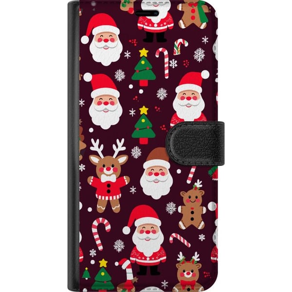 Yhteensopiva Lompakkokotelo Samsung Galaxy S21+ 5G Merry Squad -joulukuvio, jossa on tonttuja, poroja ja piparkakkuja, söpö talvinen kuvitus sarjakuv