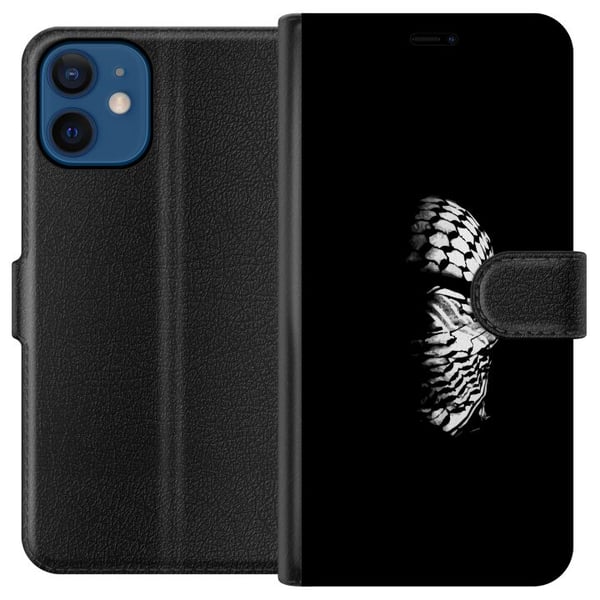 Kompatibelt Lommeboketui til Apple iPhone 12 Keffiyeh-mønster - klassisk svart-hvit palestinsk sjal med kulturell betydning
