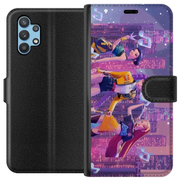 Kompatibelt Plånboksfodral till Samsung Galaxy A32 5G Futuristisk K-Pop Demon Hunters girl group i neonstad med popkultur och mörk fantasykänsla Kompatibelt Plånboksfodral till Samsung Galaxy A32 5G Futuristisk K-Pop Demon Hunters girl group i neonstad med popkultur och mörk fantasykänsla