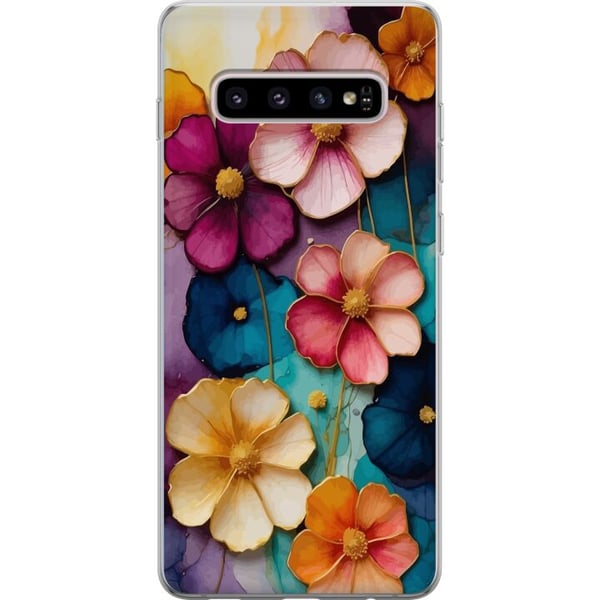 Kompatibelt Mobilskal till Samsung Galaxy S10+ Blommor Färger