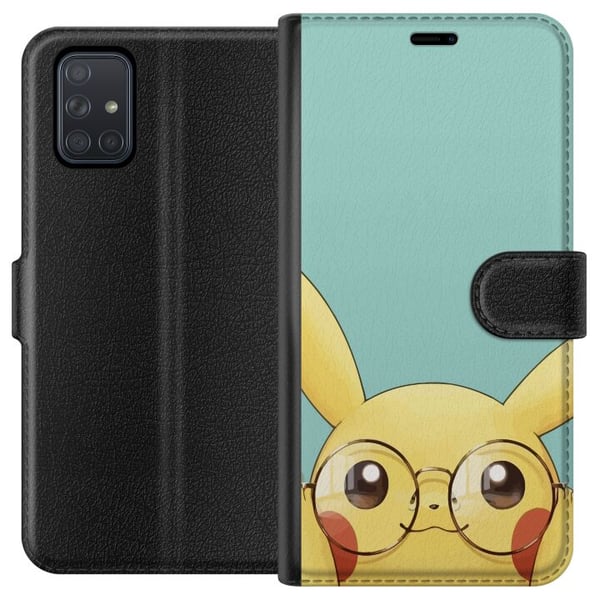 Kompatibelt Lommeboketui til Samsung Galaxy A71 Pikachu briller