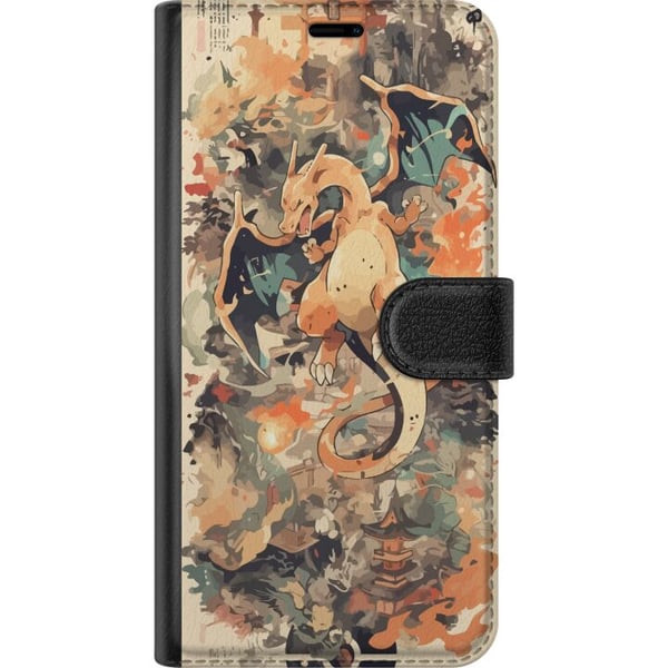 Kompatibel Tegnebogsetui til Samsung Galaxy S21 Legenden om ilddragen, ildspruttende drage i japansk kunststil, vintageillustration med templer og rø