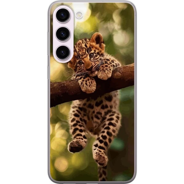 Kompatibel Mobilcover til Samsung Galaxy S23+ Leopardunge på gren med store øjne naturinspireret junglemotiv detaljerigt og charmerende i varm blød t