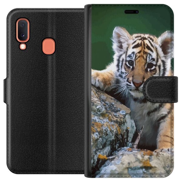 Kompatibelt Lommeboketui til Samsung Galaxy A20e Tiger Kompatibelt Lommeboketui til Samsung Galaxy A20e Tiger