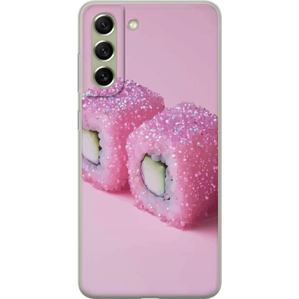 Kompatibel Mobilcover til Samsung Galaxy S21 FE 5G Sushi plakat lyserød glitter kawaii japansk mad rulle ris fisk æstetisk tæppedesign sød Japan kuns