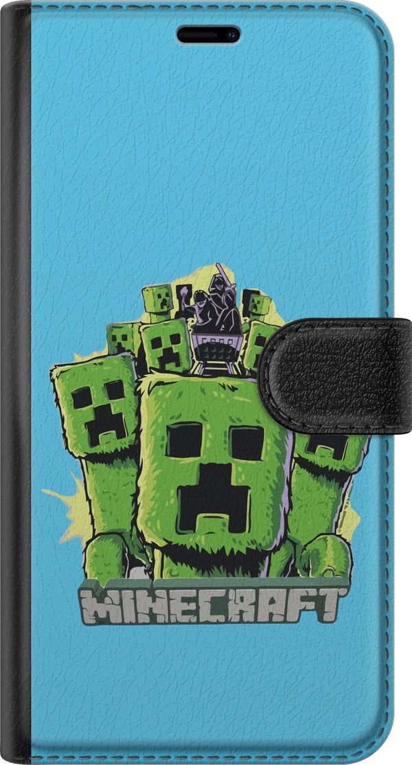 Kompatibel Tegnebogsetui til Apple iPhone 14 Pro Minecraft Creeper-hær i tegneseriestil – grøn Creeper-illustration med klassisk Minecraft-tema for f