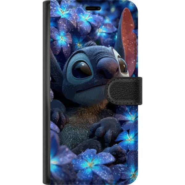Kompatibelt Lommeboketui til Apple iPhone 12 Stitch blant blå blomster Drømmeaktig blå design med Stitch blant blomster i nattelys og en myk følelse