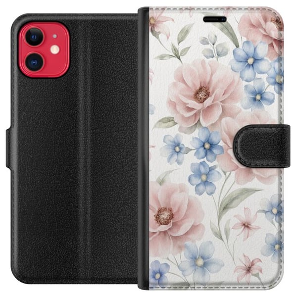 Kompatibelt Plånboksfodral till Apple iPhone 11 Romantiska blommor Kompatibelt Plånboksfodral till Apple iPhone 11 Romantiska blommor