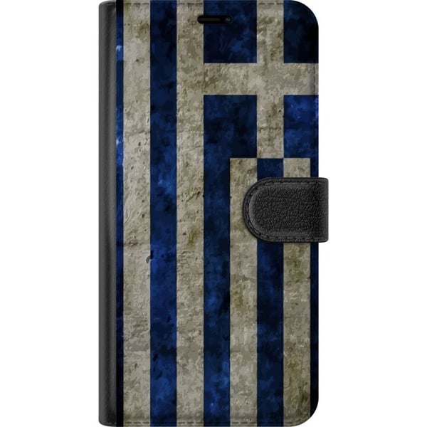 Yhteensopiva Lompakkokotelo Samsung Galaxy S21 Kreikan lippuaiheinen taide sinivalkoisella vintagekuviolla Kreikasta ja klassisesta muotoilusta pitäv