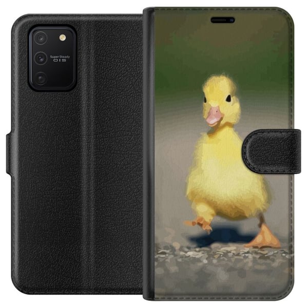 Kompatibelt Lommeboketui til Samsung Galaxy S10 Lite Gul andunge som spaserer på vei, myk naturlig tone, søtt uttrykk og sjarmerende vårinspirert mot Kompatibelt Lommeboketui til Samsung Galaxy S10 Lite Gul andunge som spaserer på vei, myk naturlig tone, søtt uttrykk og sjarmerende vårinspirert mot